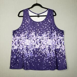 Emery‎ Rose Plus Size 3X Flower Petal Print Tank Top Purple Confetti Stretch NWT